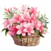 20 High-Quality Azaleas Basket Clipart - Azaleas basket digital watercolor JPG instant download for commercial use - Digital download