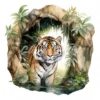 20 High-Quality Forest Cave Tiger Clipart - Cave tiger digital watercolor JPG instant download for commercial use - Digital download