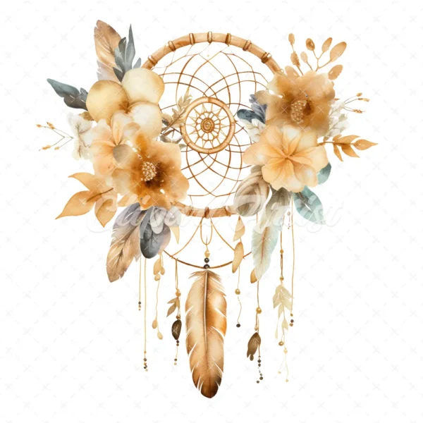 20 High-Quality Boho Dreamcatcher Clipart - Boho dreamcatcher digital watercolor JPG instant download for commercial use - Digital download