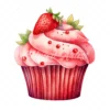 20 High-Quality Strawberry Cupcake Clipart - Cupcake digital watercolor JPG instant download for commercial use - Digital download