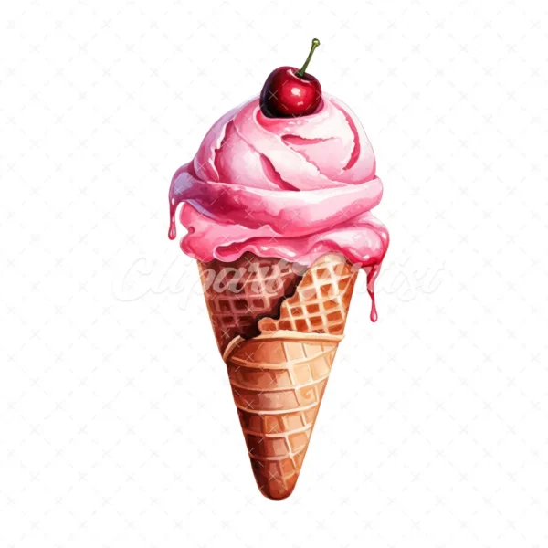 20 High-Quality Ice Cream Clipart - Ice cream digital watercolor JPG instant download for commercial use - Digital download