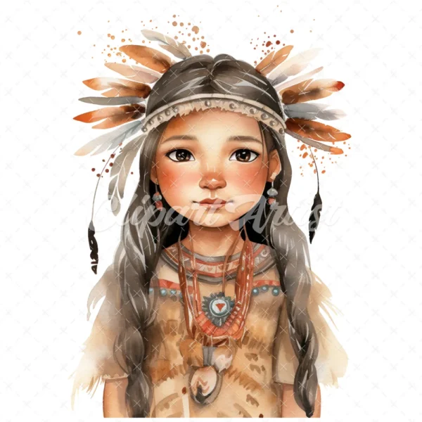 20 High-Quality Native American Girl Clipart - Native american digital watercolor JPG instant download for commercial use - Digital download