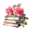20 High-Quality Rose Books Clipart - Rose books digital watercolor JPG instant download for commercial use - Digital download