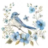 20 High-Quality Blue Bird Floral Clipart - Blue bird floral digital watercolor JPG instant download for commercial use - Digital download