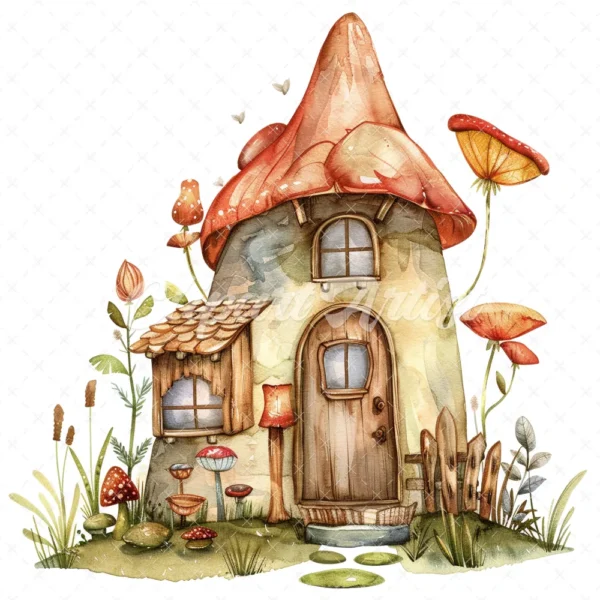 20 High-Quality Little Fairy House Clipart - Fairy house digital watercolor JPG instant download for commercial use - Digital download