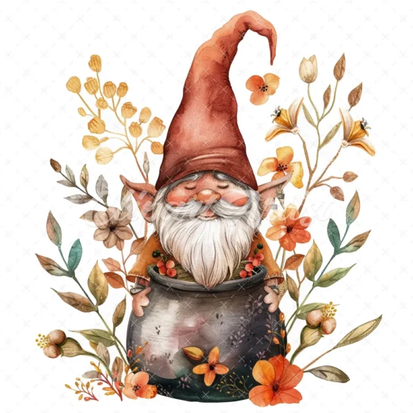 20 High-Quality Gnomes With Cauldron Clipart - Gnomes cauldron digital watercolor JPG instant download for commercial use - Digital download