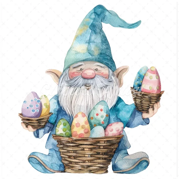 20 High-Quality Gnome With Easter Clipart - Easter gnome digital watercolor JPG instant download for commercial use - Digital download