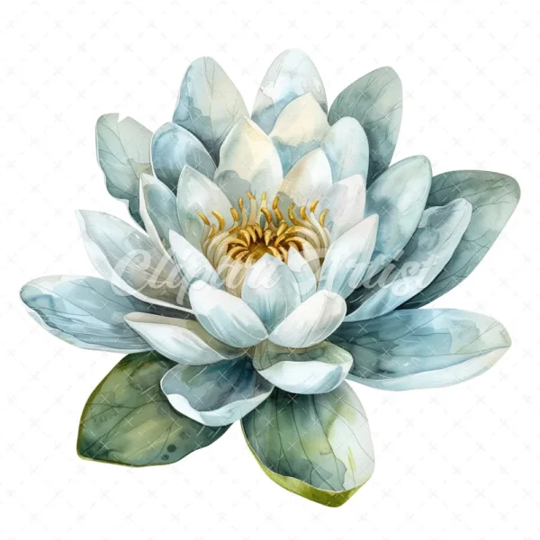 19 High-Quality Delicate Water Lily Clipart - Water lily digital watercolor JPG instant download for commercial use - Digital download