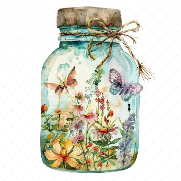 20 High-Quality Fairy Jars Clipart - Fairy jars digital watercolor JPG instant download for commercial use - Digital download
