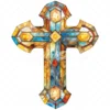 20 High-Quality Stained Glass Cross Clipart - Glass cross digital watercolor JPG instant download for commercial use - Digital download