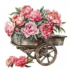 20 High-Quality Peonies Wheelbarrow Clipart - Wheelbarrow digital watercolor JPG instant download for commercial use - Digital download