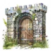 20 High-Quality Castle Entrance Clipart - Castle entrance digital watercolor JPG instant download for commercial use - Digital download