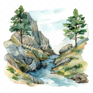 19 High-Quality Crystalline Stream Clipart - Crystalline digital watercolor JPG instant download for commercial use - Digital download