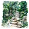 20 High-Quality Jungle Rocky Path Clipart - Jungle rocky path digital watercolor JPG instant download for commercial use - Digital download