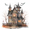 20 High-Quality Haunted House Clipart - Haunted house digital watercolor JPG instant download for commercial use - Digital download