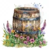 19 High-Quality Rustic Wooden Barrel Clipart - Wooden barrel digital watercolor JPG instant download for commercial use - Digital download
