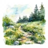 18 High-Quality Spring Meadow Trail Clipart - Spring meadow trail watercolor JPG instant download for commercial use - Digital download