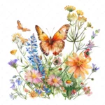20 High-Quality Wildflowers Butterfly Clipart - Butterfly digital watercolor JPG instant download for commercial use - Digital download