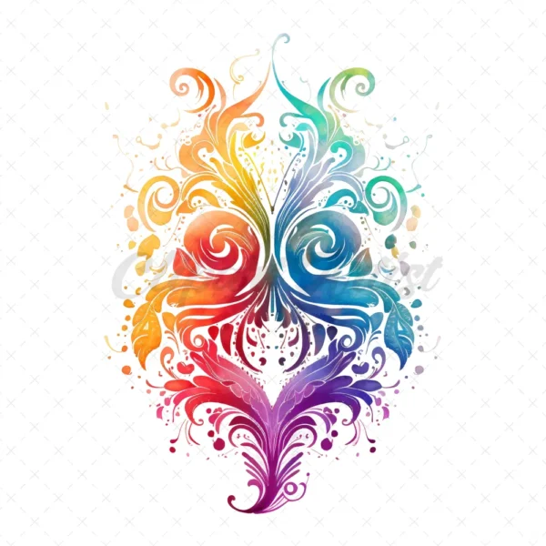 20 High-Quality Rainbow Mehndi Clipart - Rainbow mehndi digital watercolor JPG instant download for commercial use - Digital download