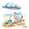 20 High-Quality Beach Set Clipart - Beach set digital watercolor JPG instant download for commercial use - Digital download