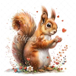 24 High-Quality Cute Baby Squirrel Clipart - Cute baby squirrel digital watercolor JPG instant download for commercial use -Digital download