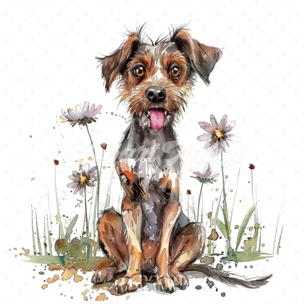 20 High-Quality Crazy Dog Clipart - Quirky crazy cute dog digital watercolor JPG instant download for commercial use - Digital download