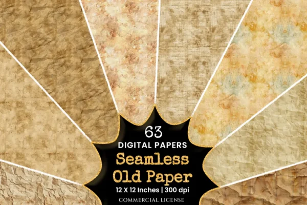 Old Paper Textures Seamless Digital Paper - 63 Scrapbook patterns, Grunge paper backgrounds, Ancient paper, Commercial use, Digital download