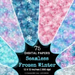Frozen Winter Seamless Digital Paper - 75 Scrapbook patterns, Glittery snowflake wrapper, Christmas papers, Commercial use, Digital download