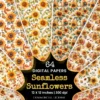Sunflowers Seamless Digital Paper - 64 Scrapbook patterns, Seamless autumn backgrounds, Fall texture paper, Commercial use, Digital download