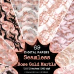 Rose Gold Marble Seamless Digital Paper - 69 Scrapbook patterns, Blush pink marble patterns, Marble foil, Commercial use, Digital download