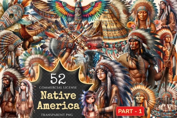 Native America PNG Clipart Collection - 52 PNG, Cultural illustrations png, Traditional graphics art, Commercial use, Digital download