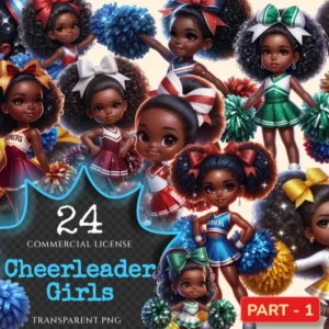Cheerleader Girls PNG Clipart Collection - 24 PNG, Pep rally png designs, Cheer squad illustrations, Commercial use, Digital download