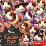 Guinea Pigs PNG Clipart Collection - 41 PNG, Charming guinea pig illustrations, Sweet pet printables, Commercial use, Digital download