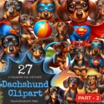 Dachshund (P-2) PNG Clipart Collection - 27 PNG, Lovable puppy illustrations, Charming dog pet graphics, Commercial use, Digital download