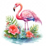 18 High-Quality Floral Flamingo Clipart - Floral flamingo digital watercolor JPG instant download for commercial use - Digital download