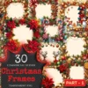 Christmas Frames PNG Clipart Collection - 30 PNG, Festive frame graphics, Holiday borders printable, Commercial use, Digital download