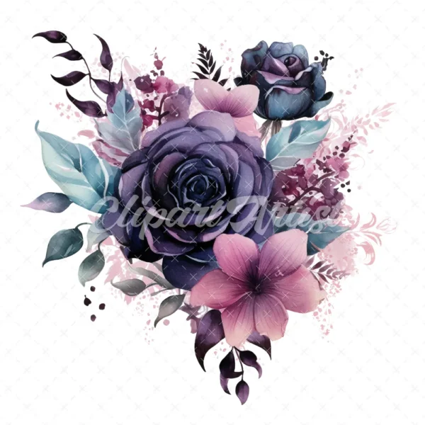 18 High-Quality Gothic Flower Clipart - Gothic flower digital watercolor JPG instant download for commercial use - Digital download