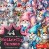 Butterfly Gnomes PNG Clipart Collection - 44 PNG, Gnome gardener graphics, Charming butterfly png, Commercial use, Digital download