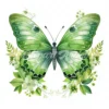 20 High-Quality Green Floral Butterfly Clipart - Butterfly digital watercolor JPG instant download for commercial use - Digital download
