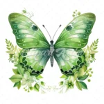 20 High-Quality Green Floral Butterfly Clipart - Butterfly digital watercolor JPG instant download for commercial use - Digital download