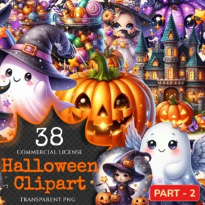 Halloween (P-2) PNG Clipart Collection - 38 PNG, Adorable halloween fun art, Trick or treat graphics, Commercial use, Digital download