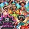 Little Fairies PNG Clipart Collection - 28 PNG, Black fairy graphics, African heritage magic art, Commercial use, Digital download