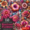 Mexican Flowers PNG Clipart Collection - 58 PNG, Cultural themed illustration, Colorful floral art, Commercial use, Digital download