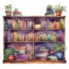 20 High-Quality Book Shelves Clipart - Book shelves digital watercolor JPG instant download for commercial use - Digital download