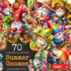 Summer Gnomes PNG Clipart Collection - 70 PNG, Bright summer gnome illustration, Cheerful printables, Commercial use, Digital download