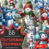 Christmas Snowman PNG Clipart Collection - 55 PNG, Festive winter graphics, Holiday snowman art, Commercial use, Digital download