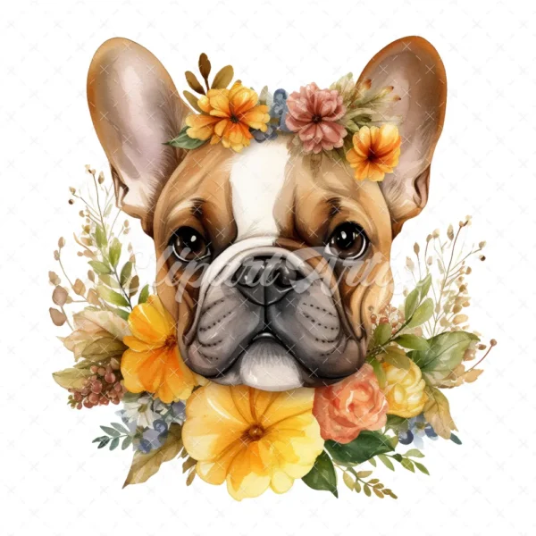 20 High-Quality French Cute Bulldog Clipart - Cute bulldog digital watercolor JPG instant download for commercial use - Digital download