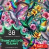Hummingbirds PNG Clipart Collection - 38 PNG, Tropical bird illustrations, Vibrant floral printables, Commercial use, Digital download