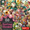 Spring Gnomes PNG Clipart Collection - 68 PNG, Wildflower gnome graphics, Spring garden printables, Commercial use, Digital download
