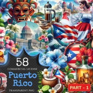 Puerto Rico PNG Clipart Collection - 58 PNG, Tropical travel illustrations, Puerto rico island prints, Commercial use, Digital download